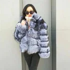 ALICEFUR Winter fashion real silver fox fur coat natural fox fur jacket for women