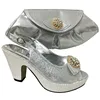 Silver womens italian style shoes,bruno giordano italian shoe and bag set 6118-25