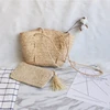 handmade natural raffia straw beach bag summer straw basket shoulder bag