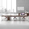 QS-OW-CAE03 6 people office workstation Desk with red divider screen /office partition for 6 persons