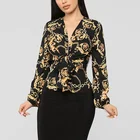 JF-FASHION Womens Floral Printed Tunic Shirts Long Roll Sleeve Notch Neck Tunic Top