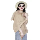 Wholesale fashion design winter autumn women woven cashmere woolen shawl with fur