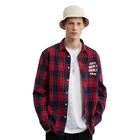New design Korean fashion trend chequer men shirts autumn long sleeve cotton casual custom printing men shirt