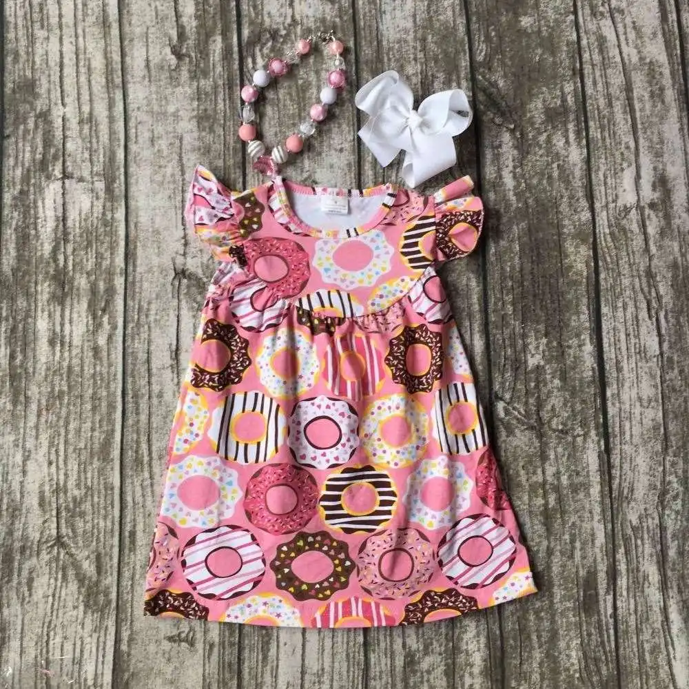 Summer baby girls outfits children Doughnut cotton dress girls lace ruffle boutique dress cute dress matching accessories