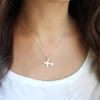 Fashion Stainless Steel 14K Gold Filled Tiny Airplane Necklace Women Chain Charm Pendant Jewelry Gift