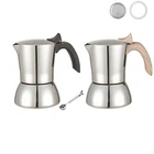 Espresso Machine 6 Cups Moka Pot, Espresso Coffee Maker for Gas or Electric Ceramic Stovetop wirh wooden wave handle