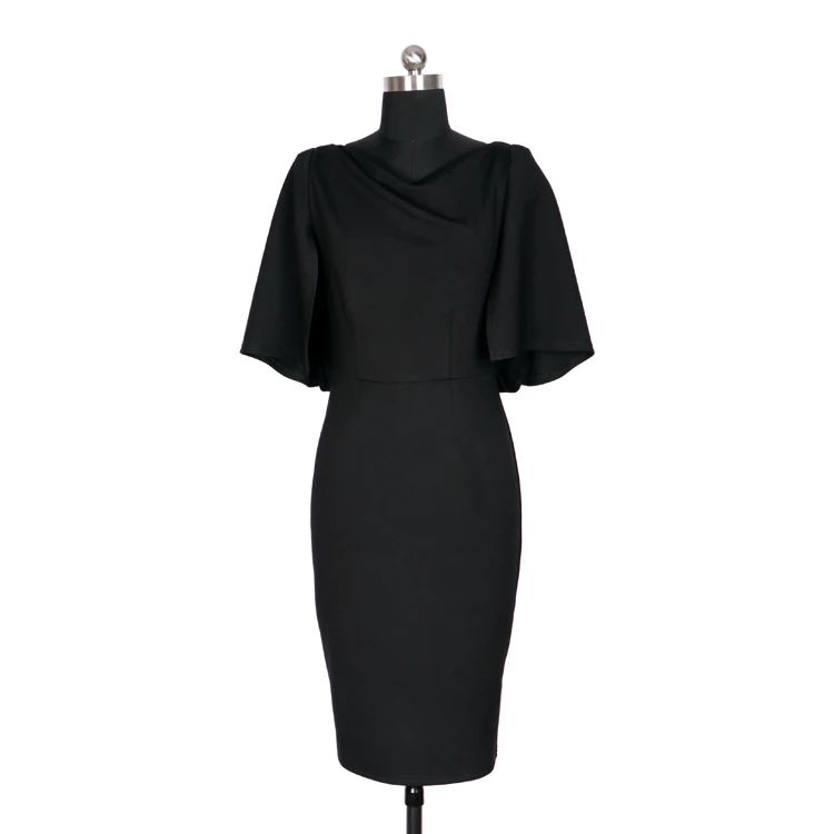 black cape midi dress