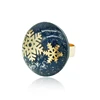 Newest design cheap gold plated jewelry Dainty big round custom blue snowflake resin transparent rings for love gift