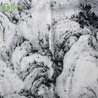 K1-P Recycled Natural Pure Silk Hemp Bamboo Fiber Printing Fabric chinese landscape painting beautiful fabric for dresses