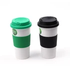 Custom Bamboo fiber Melamine 16oz double wall sleeve lid coffee wholesale plastic cup
