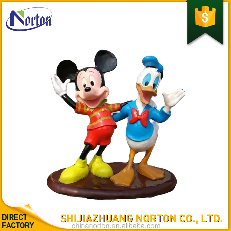 garden decoration mickey mouse and donald duck fiberglass