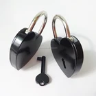 Black Coated Heart Shaped Padlock Working Love Padlock Lock With Key