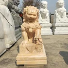 China Marble Foo Dog Decor Sculpture