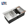 Cheap square Double Basin stainless steel handmade kitchen sink manufacturer