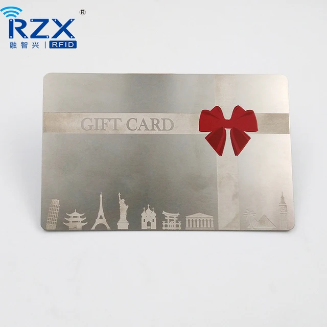 luxury printable silver membership vip metal gift card smart cpu