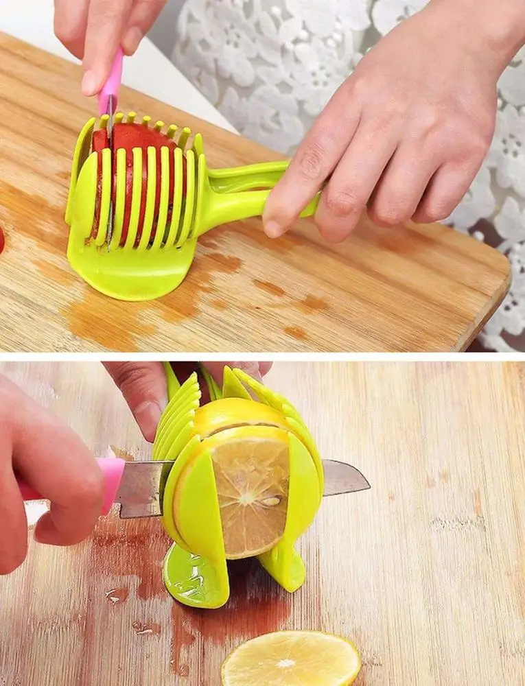 Vegetable Cutter Slicer Tomato Onion Slicer Holder Food-Grade Plastic Fruit Vegetable Cutters Kitchen Gadgets Slice KC1365