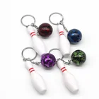 Plastic colored bowling shape keychain can custom logo