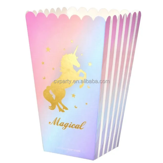 baby shower or birthday party favor popcorn boxes unicorn party
