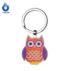 Custom personalized soft enamel owl shaped metal keychain