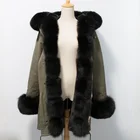 Myfur Luxury Fox Body Fur Trimmed Ladies Long Parka Coat Jackets Wholesale