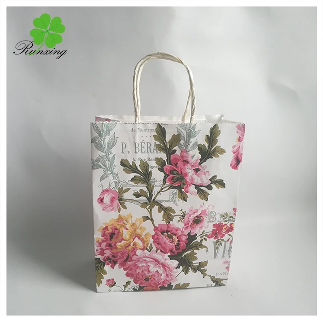 custom print brown kraft paper bag with handle
