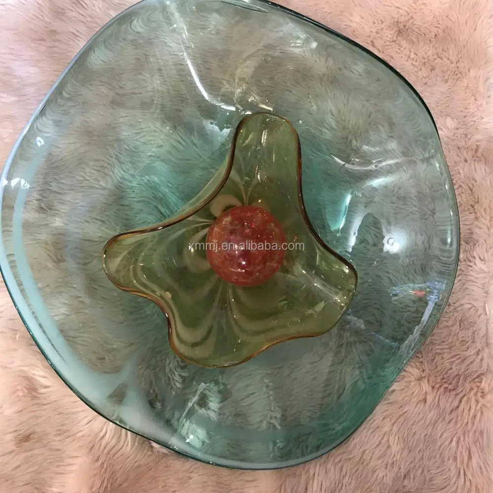 Hand blown wall art decorative glass art work multicolored large glass flowers wholesale, View