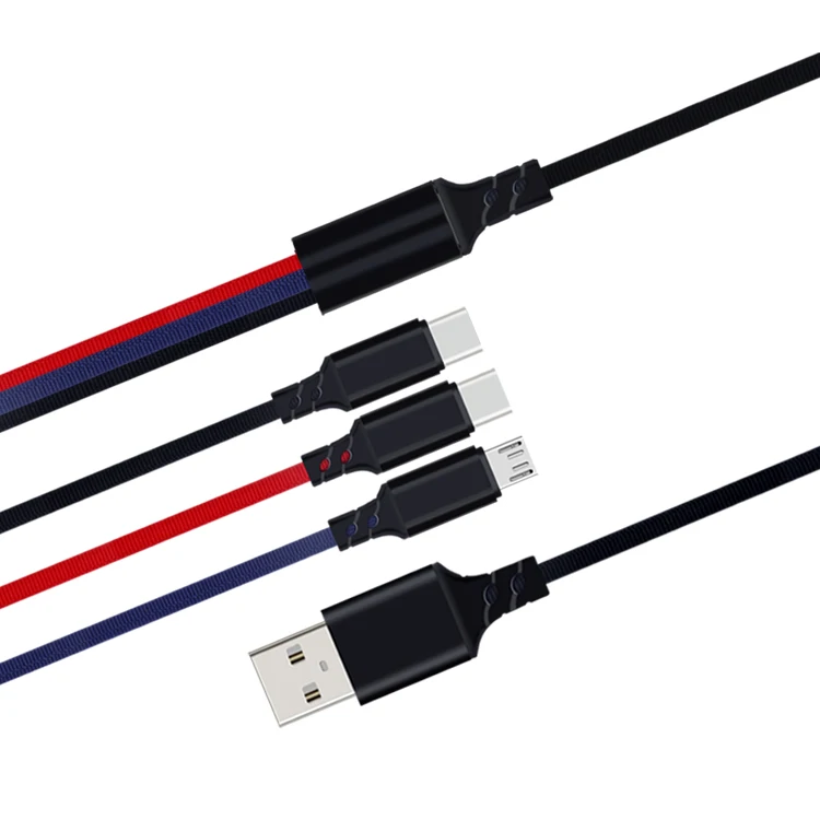 3 in 1 Multi Type C Cable Charger Micro USB Data Sync 3A Fast Charging Cable for iPhone Android - ANKUX.COM