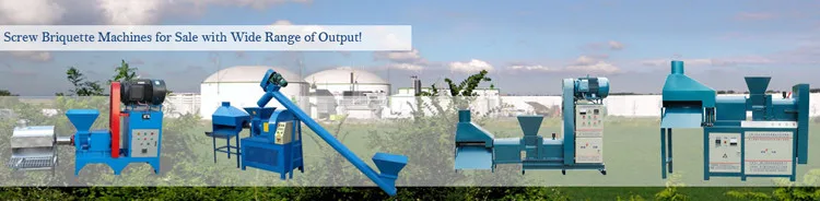 Small biomass wood straw rice husk coconut shell charcoal briquette making uses screw briquetting machine