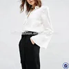 top selling silk blouses for women white long sleeve 100% silk blouses