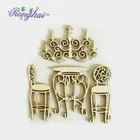 Wooden Pieces Cute Lace Cutouts Craft Wood Ornament Embellishments for DIY wood Table and chair
