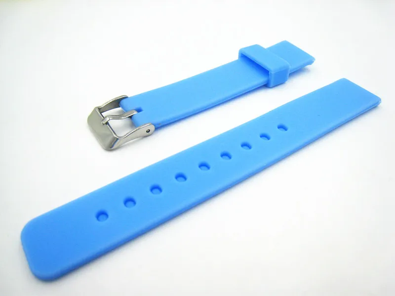 New Arrived Silicone Light Blue Watch Strap 16mm 2015 Fashion Men Women High Quality Rubber Watch Band Free Shipping