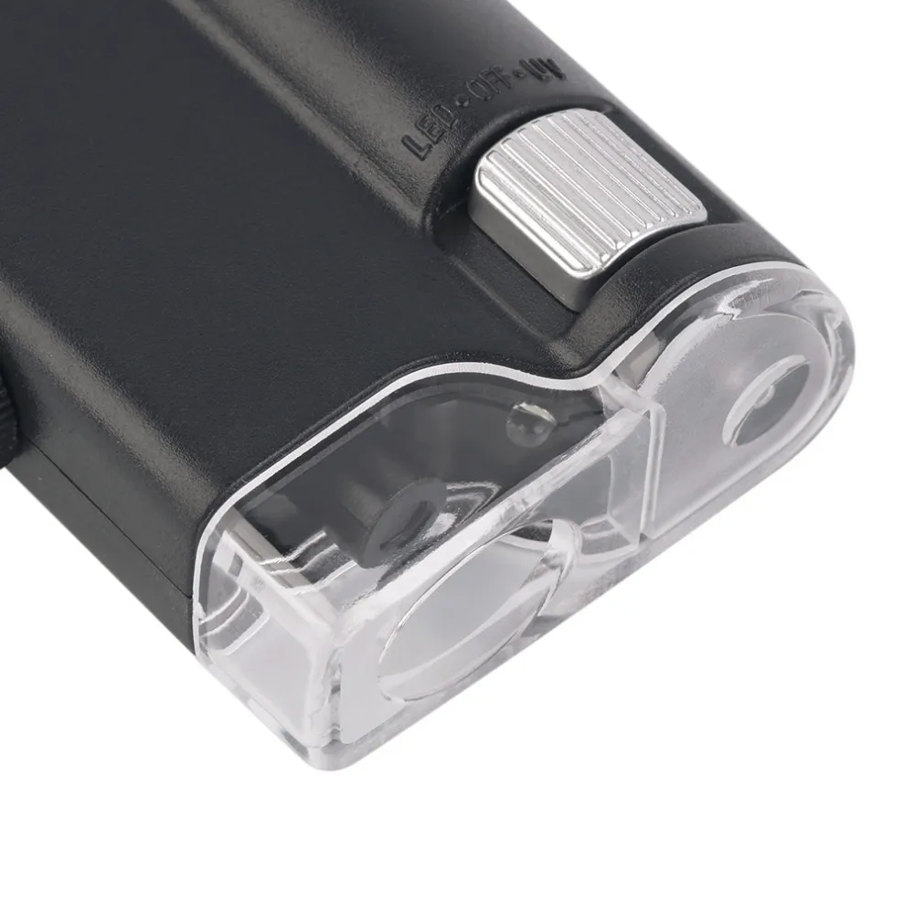 Pocket Microscope 200-240X Lighted Portable Magnifier LED UV Light Handheld