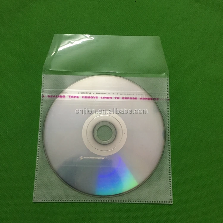 new design self-adhesive double cd dvd flap pp cd sleeve
