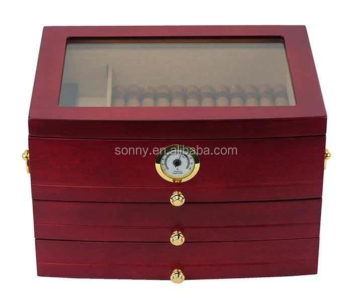 luxury spanish cedar wooden cigar holder box with handles