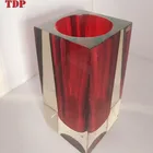 Wholesale Rectangle Red Lucite Vase Resin Vase for Home Decoration