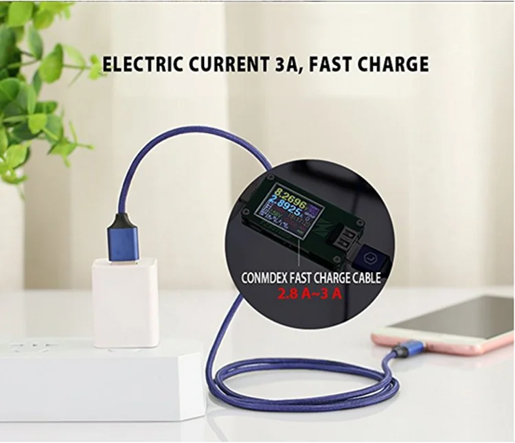 1M Blue Magnetic Micro Usb Cable 2A Fast Charging Usb Data Cable Wire For Samsung LG Htc Android Phone Charging Cable - ANKUX.COM