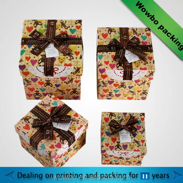 eco-friendly paper gift box with ribbon