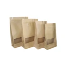 Wholesale Different Sizes Kraft Paper Flat Bottom Zipper Bag With Window/Food Packaging Bag/Coffee Bag