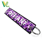 Custom Design Modern cotton fabric Print Black Double Sided Nickel Plated your own small Bag keychain
