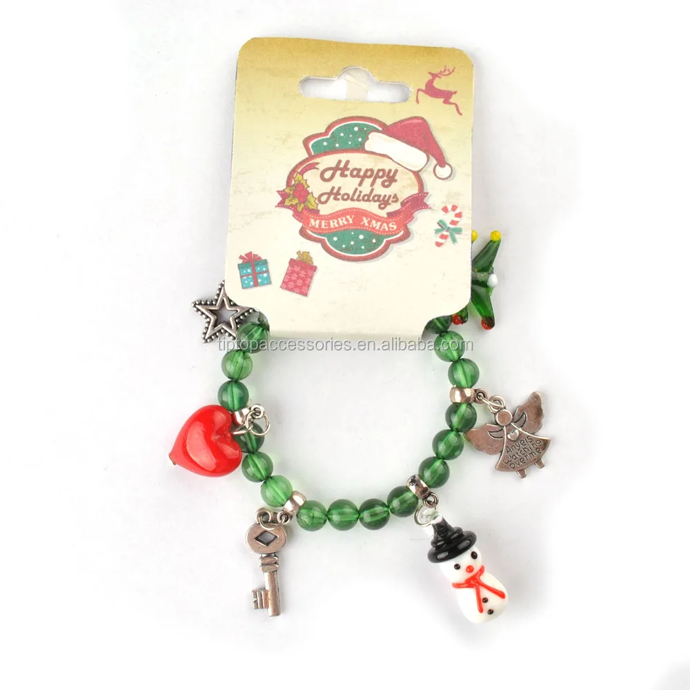 lovely style kids beaded bracelet with christmas pendant for