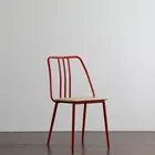 solid oak wood seat dining chair with metal legs