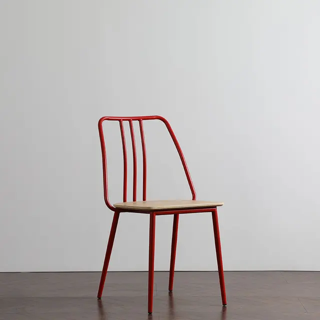 solid oak wood seat dining chair with metal legs