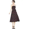 Elegant newest design strapless sexy black and red dotted print evening dress