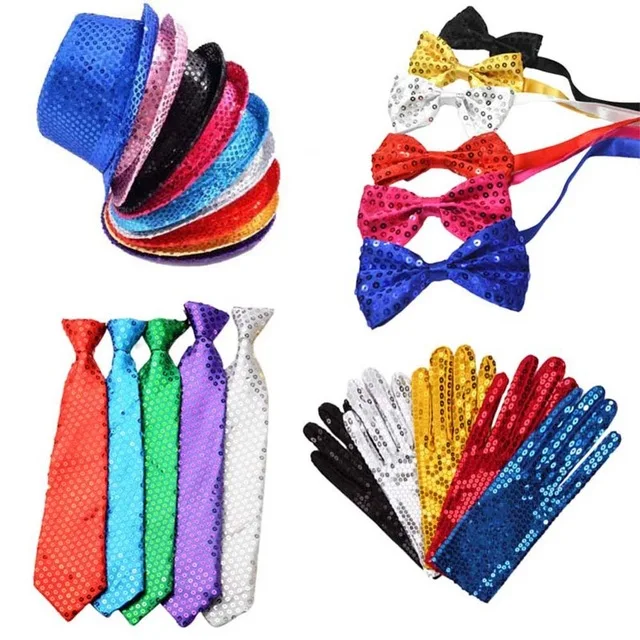 สาวเลื่อมคาวบอยหมวก Bow Tie ถุงมือสำหรับแฟนซีชุดวันเกิดปาร์ตี้หมวกแจ๊สหมวกเต้นรำ PARTY Supplies QHAT-8194