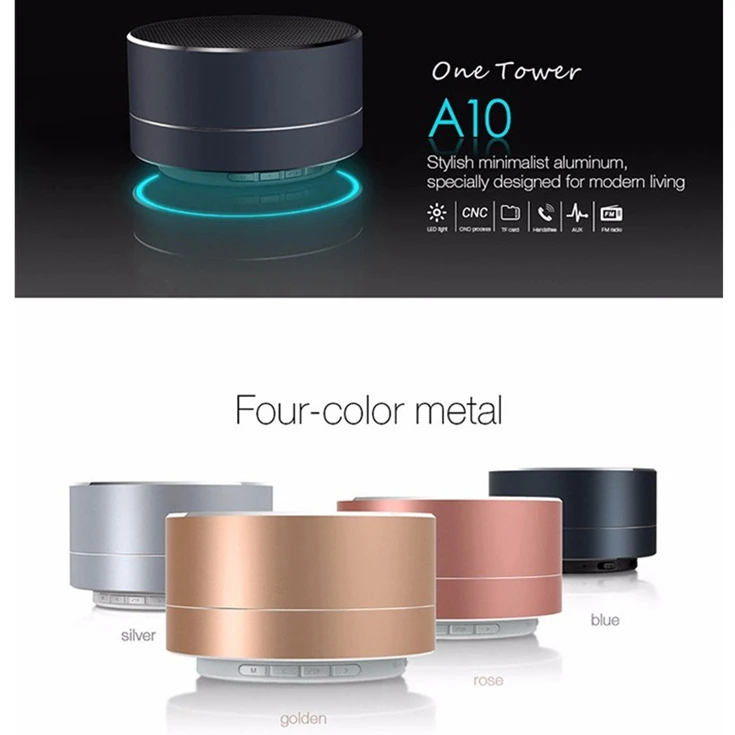 2019 Best A10 Portable Wireless LED Bluetooth Speaker With Mic TF card FM radio - ANKUX.COM