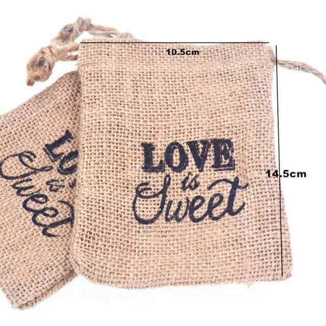 5cm love is sweet vintage natural burlap hessian bomboniere bag