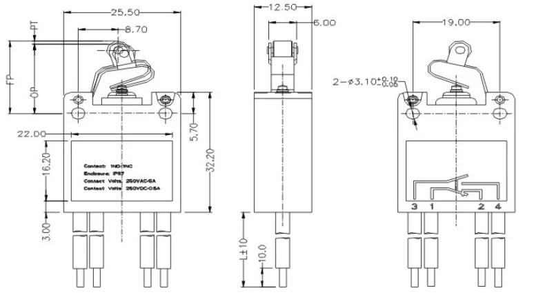 Momentary 0.5A/5A 250V types of electrical t85 0.5A 250V wire leads switch micro plunger