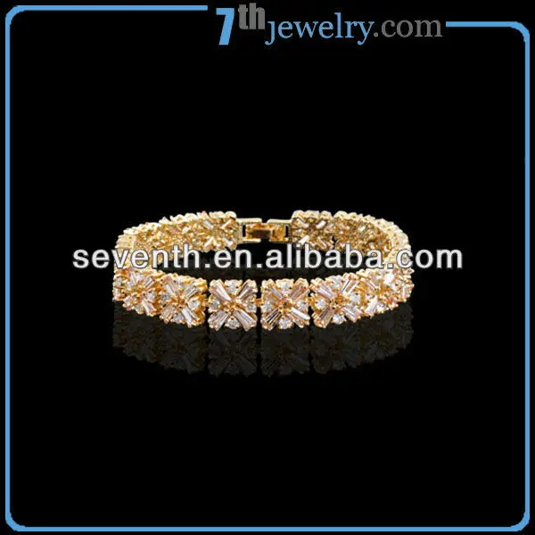 22k gold plated bracelet with cz diamond 2013 fashion jewelry