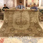YILONG 10'x14' Antique Persian Area Rug Hand Knotted Oriental Qum Silk Carpet