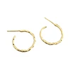 Fashion 925 Sterling Silver Minimalist Hoop Earrings Gold Plated Hammered Earring Textured Hoops Earrings Jewelry For Women Gift